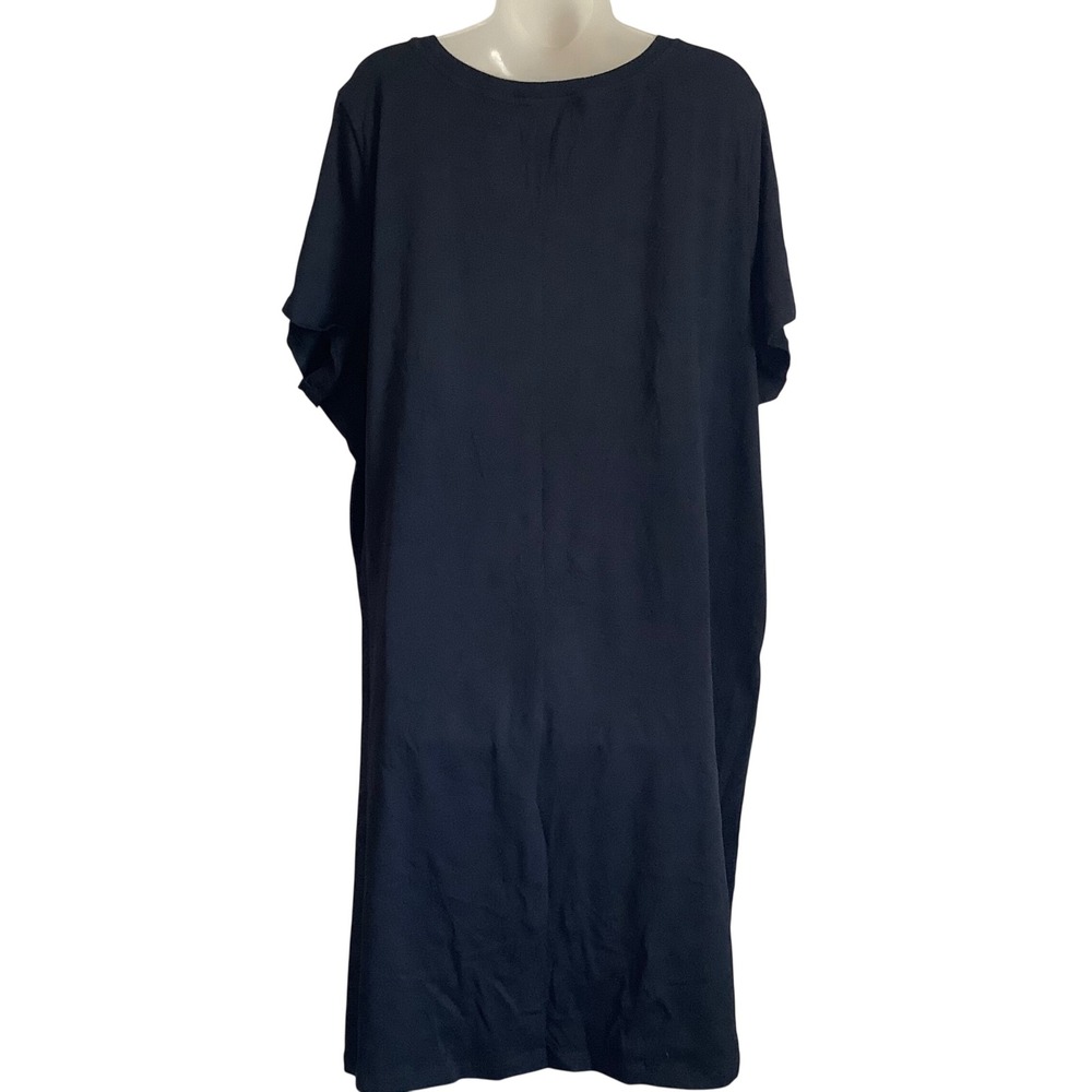 DKNY Womens Black Gold Sequin Logo T-Shirt Dress Size 2X Plus Short Sleeve Shift - Picture 7 of 10